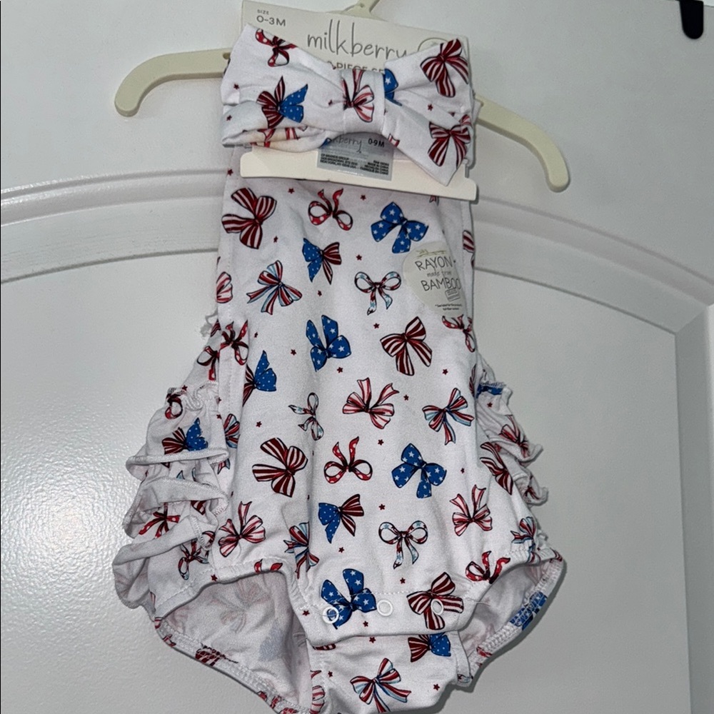 Red and White Diaper Covers with Playful Butterfly Print